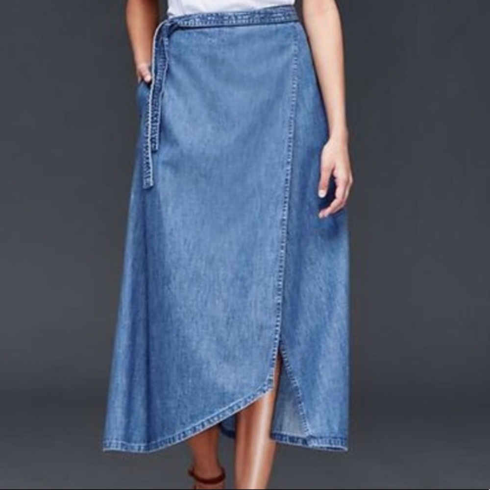 Gap 1969 Denim Midi Wrap skirt